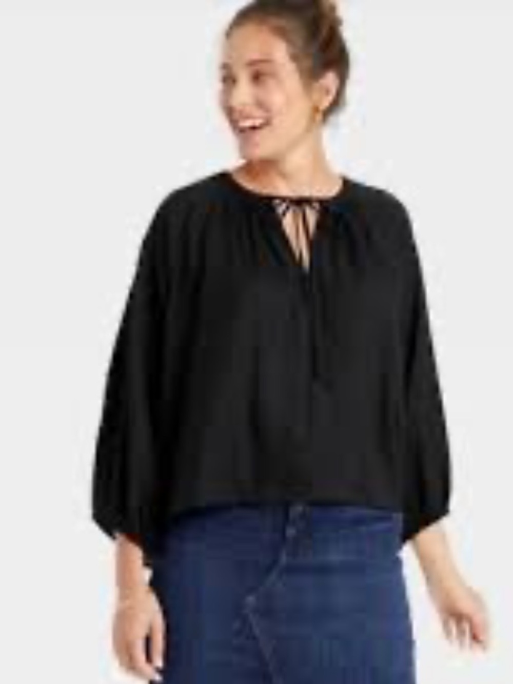 A New Day | Like new linen blend long puff sleeves loose fit boho chic blouse